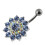 (Peridot, Yellow Gold) Multi Layered Flower Non-Moving Belly Ring 8