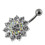 (Clear, Rose Gold) Multi Layered Flower Non-Moving Belly Ring 5