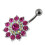 (Clear, Rose Gold) Multi Layered Flower Non-Moving Belly Ring 10