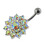 (Clear, Rose Gold) Multi Layered Flower Non-Moving Belly Ring 2