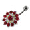 (Peridot, Yellow Gold) Multi Layered Flower Non-Moving Belly Ring 12