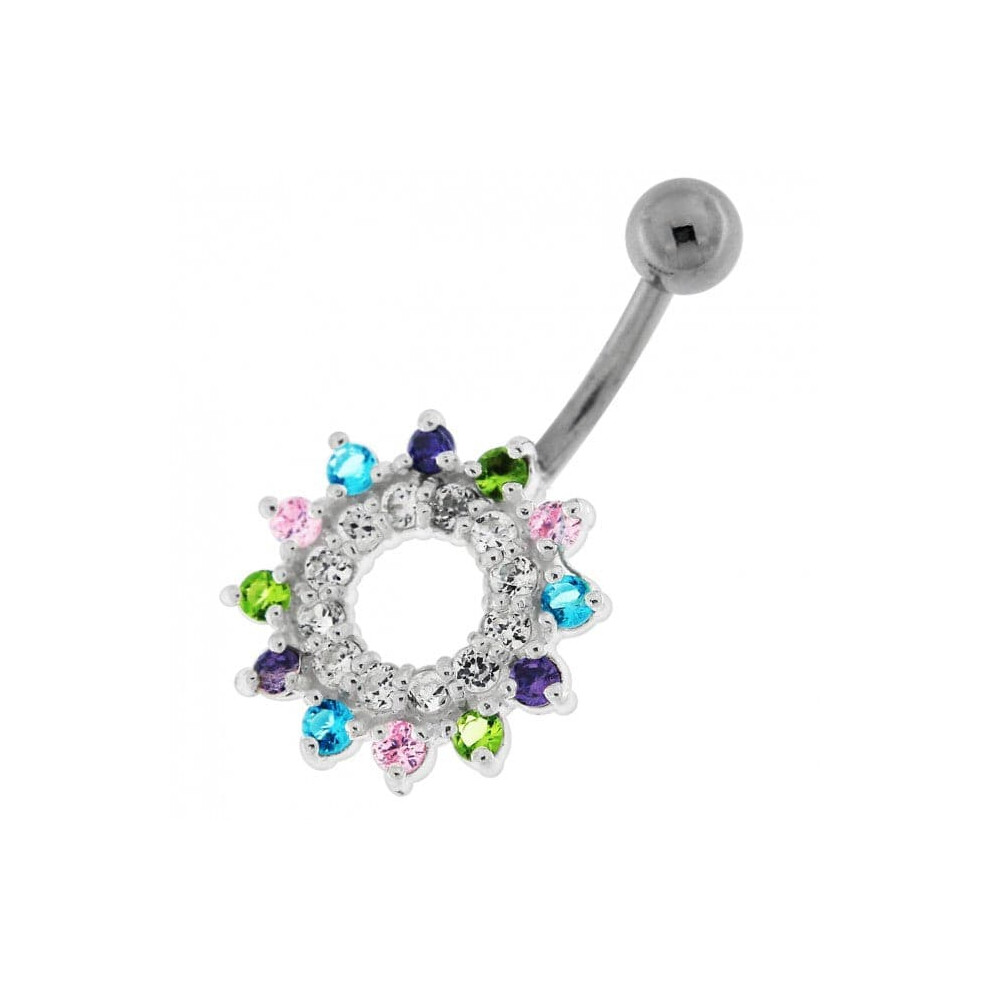 (Lavender, Rose Gold) Jewelled Navel Around Non-Moving Belly Ring-image-OPC-PHDXCHW-NEW