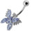 (Red, Silver) Silver Butterfly with SS Bar Navel Belly Ring 7
