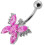 (Emerald, Silver) Silver Butterfly with SS Bar Navel Belly Ring 9