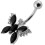(Red, Silver) Silver Butterfly with SS Bar Navel Belly Ring 4