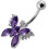(Emerald, Silver) Silver Butterfly with SS Bar Navel Belly Ring 10