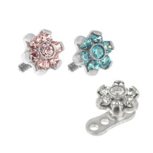 (Clear) 7 CZ Studded Flower Dermal Anchor Tops
