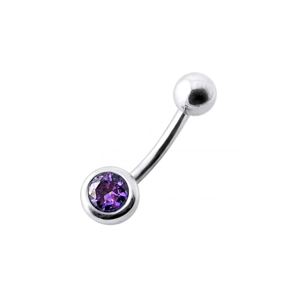 (Purple, Silver) Jewelled Ball Silver Belly Ring-image-OPC-PHDXCS8-NEW