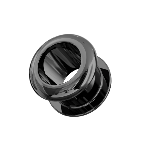 (14mm, Pair) 316L Surgical Steel Black External Threaded Tunnel 1