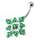 (Red, Silver) Multi Jewelled Big Flower Non Dangling Belly Bar 7