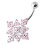 (Red, Silver) Multi Jewelled Big Flower Non Dangling Belly Bar 3