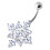(Red, Silver) Multi Jewelled Big Flower Non Dangling Belly Bar 8