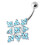 (Red, Silver) Multi Jewelled Big Flower Non Dangling Belly Bar 4