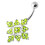 (Red, Silver) Multi Jewelled Big Flower Non Dangling Belly Bar 9