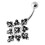 (Red, Silver) Multi Jewelled Big Flower Non Dangling Belly Bar 5
