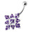 (Red, Silver) Multi Jewelled Big Flower Non Dangling Belly Bar 10