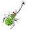 (Emerald, Silver) Jewelled Spider Silver Belly Ring 9