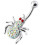 (Lavender, Silver) Jewelled Spider Silver Belly Ring 12