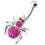 (Emerald, Silver) Jewelled Spider Silver Belly Ring 10