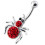 (Emerald, Silver) Jewelled Spider Silver Belly Ring 11