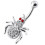(Emerald, Silver) Jewelled Spider Silver Belly Ring 1