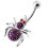 (Emerald, Silver) Jewelled Spider Silver Belly Ring 3