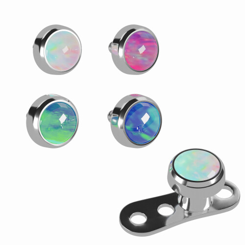 (Aurora Borealis) Opal Stone Top Dermal Anchor 2