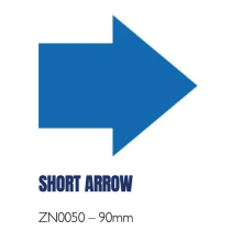 (Black/Yellow, SHORT ARROW - 90mm) Floor Marking Shapes – Durable Die-Cut Markers for 5S & Safety Zones