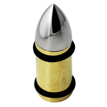 (5mm) 316L Surgical Steel & Gold Bullet with O-Rings Internally Threaded Tunnel