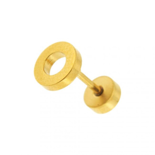 (Gold, Pair) Flat Disc with Hole Fake Invisible Ear Plug 2