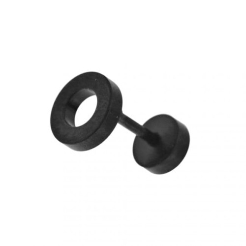 (Black, Pair) Flat Disc with Hole Fake Invisible Ear Plug 1