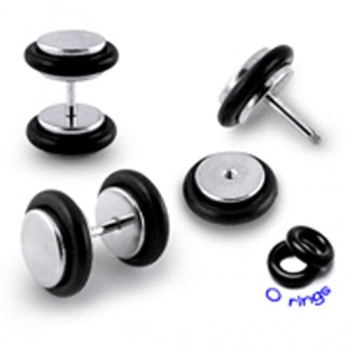 (Pair, 5mm) Plain Fake Plug and O rings 2