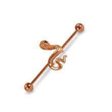 (Rose Gold, Single Piece) 316L Surgical Steel Cobra Industrial Barbell