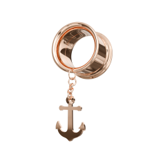 (Black, 14mm) 316L Surgical Steel Dangling Anchor Internally Threaded Tunnel