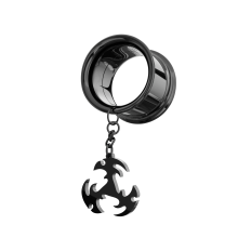 (Surgical Steel, 14mm) 316L Surgical Steel Dangling Ninja Star Internally Threaded Tunnel