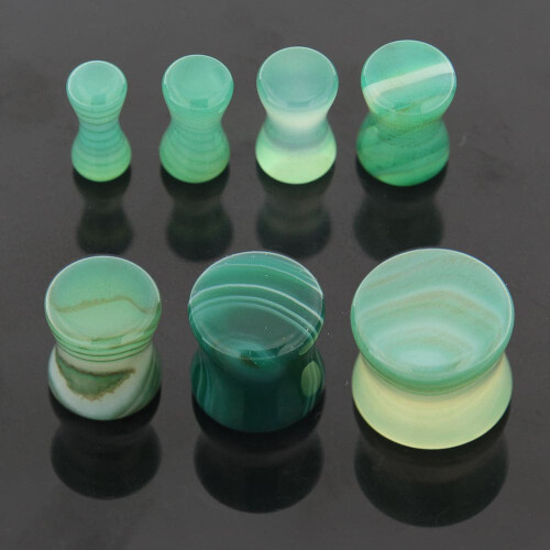 (6mm, Single) Synthetic Malachite Stone Saddle Ear Plug 2