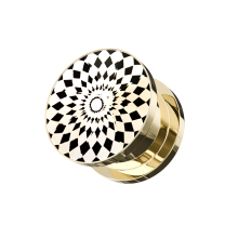 (8mm, Pair) Gold PVD Plated Cut-Out Jewel Screw Fit Flesh Tunnel