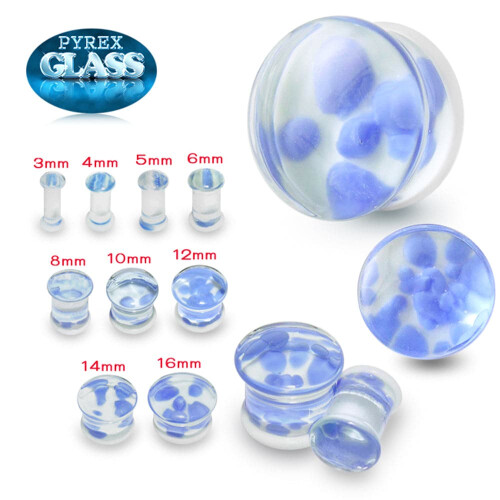 (10mm, Pair) Pyrex Glass Lavender Pebble Ear Plug 2