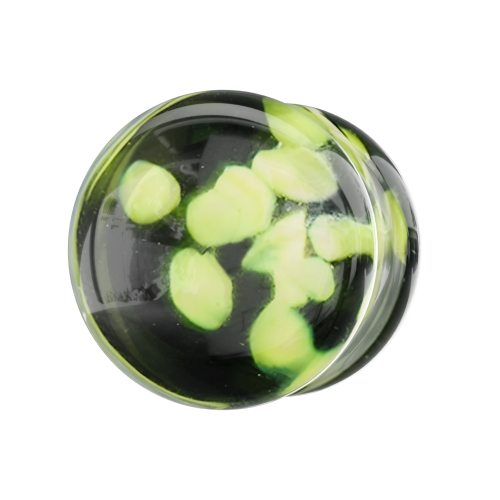 (14mm, Single Piece) Pyrex Glass Green Pebble Ear Plug