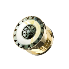 (8mm, Single Piece) Gold PVD Plated Cut-Out Flower Screw Fit Flesh Tunnel