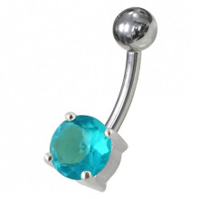 (Lavender, Silver) 316L Surgical Steel Fancy CZ Jewelled Non-Moving Curved Bar Belly Ring