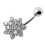 (Red, Silver) Silver Flower Cluster with SS Bar Navel Belly Ring 1