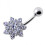 (Red, Silver) Silver Flower Cluster with SS Bar Navel Belly Ring 7