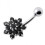 (Red, Silver) Silver Flower Cluster with SS Bar Navel Belly Ring 3