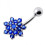 (Red, Silver) Silver Flower Cluster with SS Bar Navel Belly Ring 5