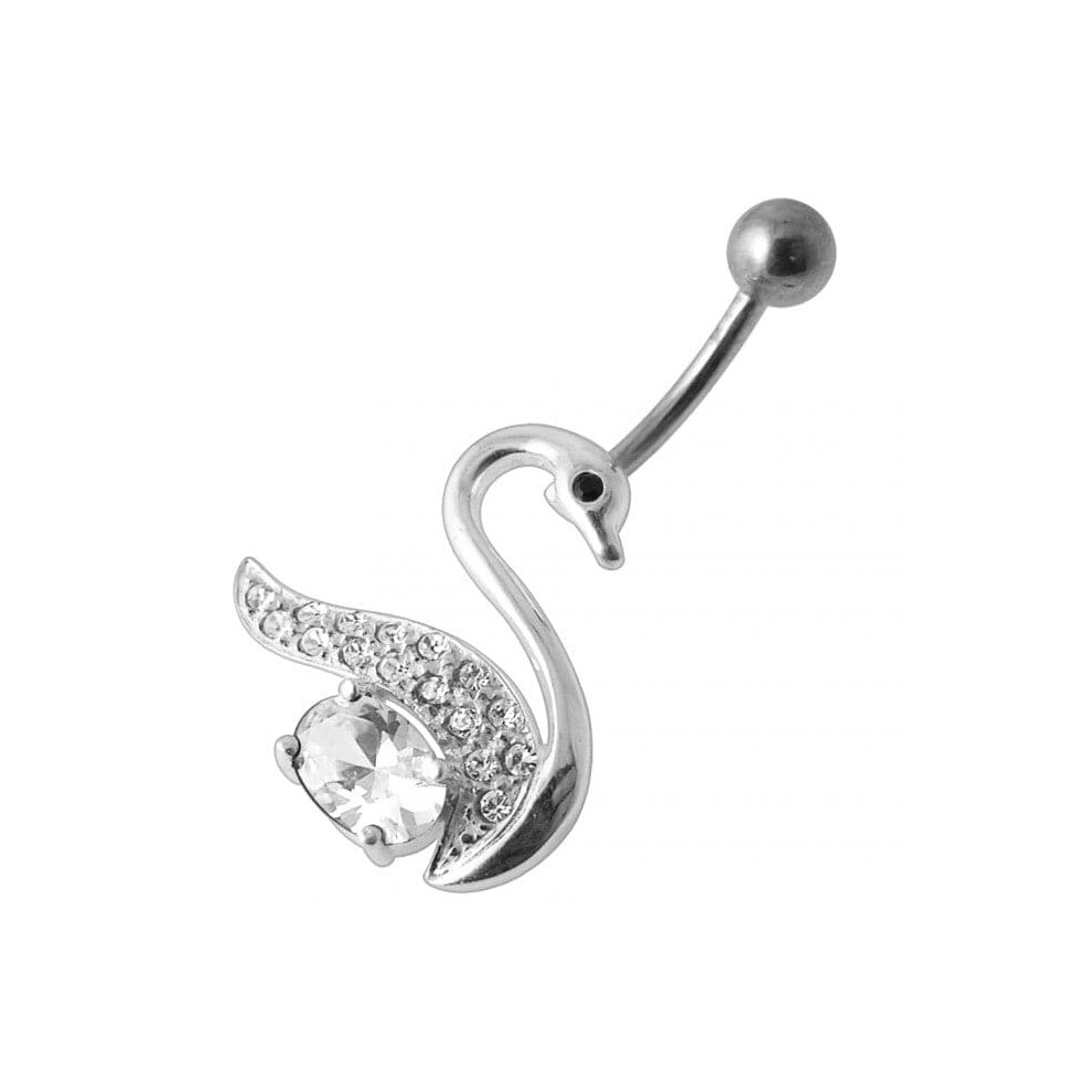 (Red, Yellow Gold) Fancy Jewelled Swan Silver Belly Ring-image-OPC-PHDXHJN-NEW