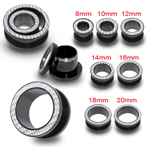 (8mm, Pair) 316L Surgical Steel Hatch-work Edge Externally Threaded Tunnel 2