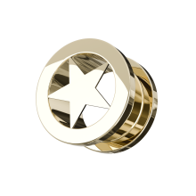 (16mm, Pair) 316L Surgical Steel Gold Star Screw Fit Flesh Tunnel