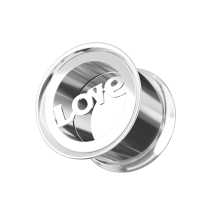 (20mm) 316L Surgical Steel Love Plate Top Internally Threaded Tunnel