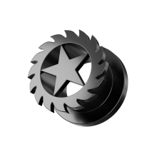 (10mm, Single Piece) Black Star Saw Blade Screw Fit Flesh Tunnel